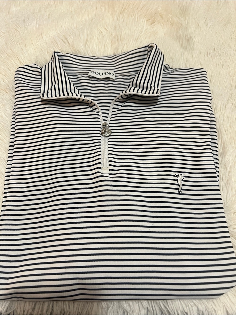 Golfino Quarter-Zip Pullover in Navy and White-Size 12 - Picture 12 of 12